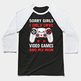 Valentines Day boys kids son Video Games funny gamer hearts Baseball T-Shirt